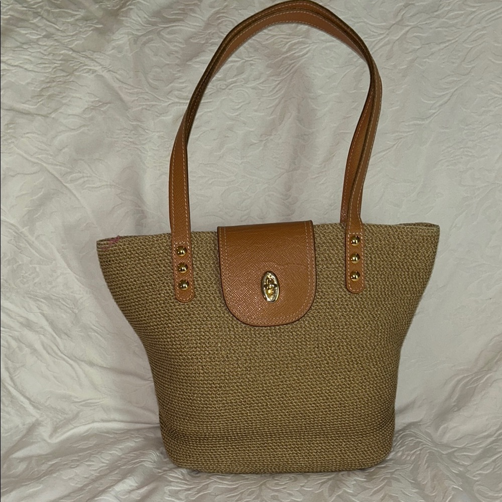 Eric Javits Tan and Brown Shoulder Bag